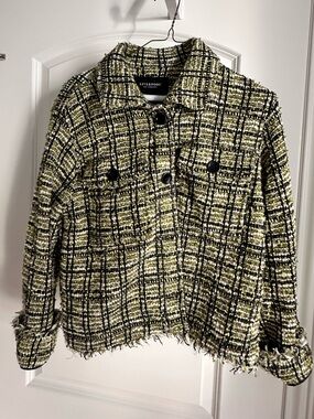 Liverpool Boucle Tweed Jacket in Green, Black & White-new!!